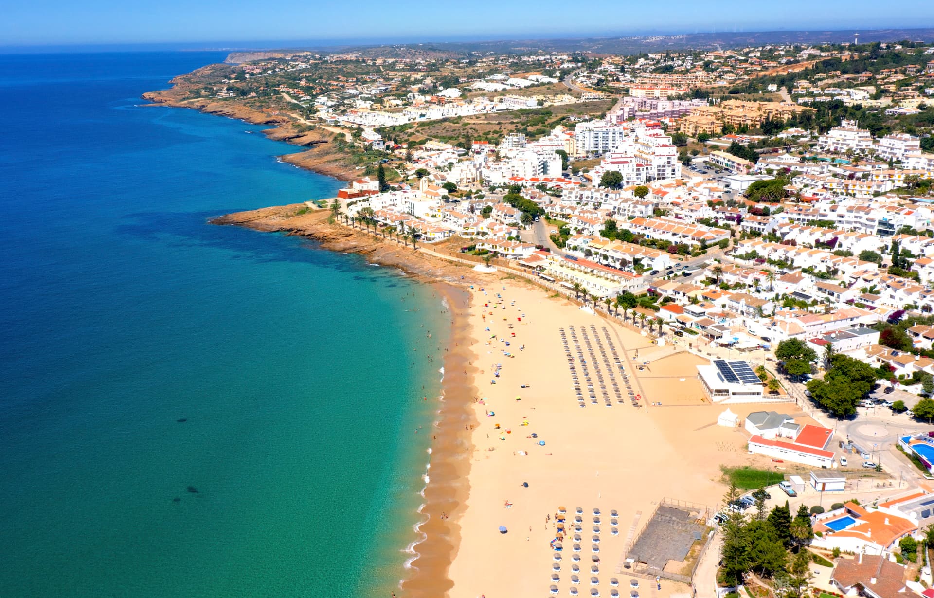 Aerial drone view of the Algarve coast